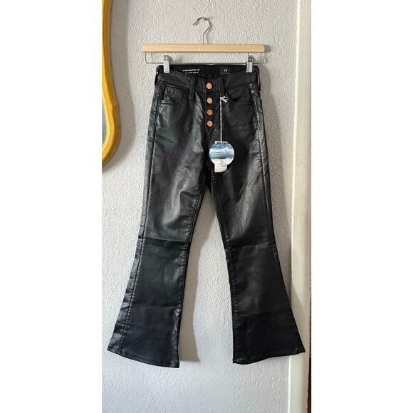 AG Adriano Goldschmied Quinne High Rise Faux Leather Black Jeans NWT Size 23 - Picture 4 of 9